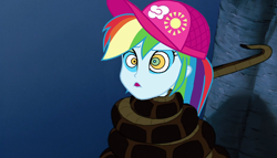 Size: 1280x734 | Tagged: safe, artist:ocean lover, imported from derpibooru, rainbow dash, python, snake, equestria girls, equestria girls series, forgotten friendship, cap, coils, disney, hat, hypno eyes, hypnosis, hypnotized, jungle book, kaa, kaa eyes, mind control, night, outdoors, snake tail, squeeze, squeezing, tail, the jungle book, tree, wrapped up