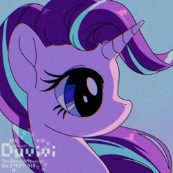 Size: 2000x2000 | Tagged: safe, artist:duvivi, imported from derpibooru, starlight glimmer, pony, unicorn, 90s anime, anime style, bust, chromatic aberration, cute, female, glimmerbetes, grainy, high res, mare, portrait, profile, solo, windswept mane