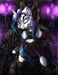 Size: 2550x3300 | Tagged: safe, artist:mychelle, imported from derpibooru, pony, unicorn, arcane, clothes, high res, jinx (arcane), jinx (league of legends), league of legends, ponified, solo