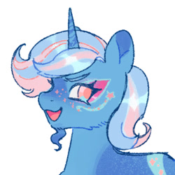 Size: 640x640 | Tagged: safe, artist:heroditary, imported from derpibooru, trixie, pony, unicorn, alternate universe, facial hair, female, goatee, looking at you, open mouth, redesign, smiling, solo, trans female, trans trixie, transgender