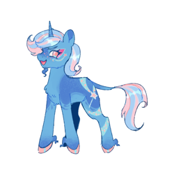 Size: 640x640 | Tagged: safe, artist:heroditary, imported from derpibooru, trixie, pony, unicorn, alternate universe, facial hair, goatee, leonine tail, looking at you, open mouth, redesign, smiling, solo, tail, trans trixie, transgender