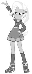 Size: 451x1024 | Tagged: safe, artist:jesus0385, imported from derpibooru, trixie, equestria girls, 2021, female, grayscale, monochrome, simple background, solo, white background