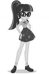 Size: 730x1095 | Tagged: safe, artist:jesus0385, imported from derpibooru, sci-twi, twilight sparkle, equestria girls, 2021, female, grayscale, monochrome, simple background, solo, white background