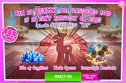 Size: 1035x686 | Tagged: safe, idw, imported from derpibooru, blade sparxx, pony, unicorn, friends forever, spoiler:comic, advertisement, costs real money, gameloft, idw showified, male, official, red, stallion