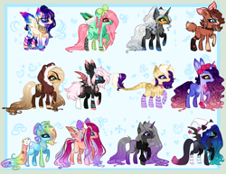 Size: 1254x966 | Tagged: safe, artist:kyannepopys, imported from derpibooru, oc, oc only, alicorn, bat pony, pony, alicorn oc, base used, bat pony oc, bat wings, bow, clothes, ethereal mane, hair bow, horn, multicolored hair, rainbow hair, raised hoof, starry mane, wings