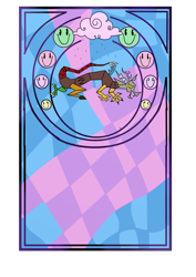 Size: 1965x2770 | Tagged: safe, alternate version, artist:moryartix, imported from derpibooru, discord, draconequus, the return of harmony, male, simple background, smiling, stained glass, transparent background