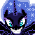 Size: 50x50 | Tagged: safe, artist:freakshowbeasts, imported from derpibooru, nightmare moon, alicorn, pony, bust, ethereal mane, female, grin, horn, mare, picture for breezies, pixel art, simple background, smiling, solo, starry mane, transparent background, wings