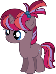 Size: 5172x6843 | Tagged: safe, artist:shootingstarsentry, imported from derpibooru, oc, oc only, oc:nightingale (shootingstarsentry), pony, unicorn, absurd resolution, blue eyes, female, filly, full body, horn, multicolored mane, multicolored tail, offspring, parent:moondancer, parent:shadow lock, parents:shadowdancer, show accurate, simple background, smiling, solo, standing, tail, transparent background, unicorn oc, vector