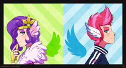 Size: 1750x945 | Tagged: safe, artist:inuhoshi-to-darkpen, imported from derpibooru, pipp petals, zipp storm, human, bust, duo, female, g5, humanized, my little pony: a new generation, portrait, siblings, sisters, winged humanization, wings