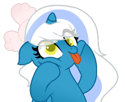 Size: 600x488 | Tagged: safe, artist:lavenderdreamyt, imported from derpibooru, oc, oc:fleurbelle, alicorn, :p, adorabelle, alicorn oc, bow, cute, female, hair bow, horn, mare, ocbetes, simple background, tongue out, transparent background, wings, yellow eyes