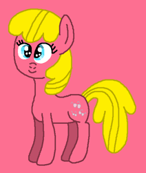Size: 465x548 | Tagged: safe, artist:brobbol, imported from derpibooru, baby shady, earth pony, pony, baby, baby pony, baby shadybetes, cute, female, filly, g1, g1 to g4, g4, generation leap, ms paint, paint.net, pink background, simple background, smiling, solo