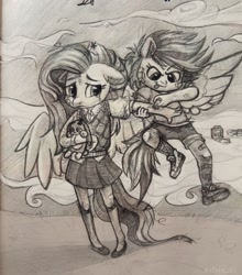 Size: 929x1057 | Tagged: safe, artist:krista-21, imported from derpibooru, fluttershy, rainbow dash, anthro, doodle, duo, traditional art, treating