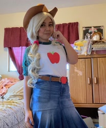 Size: 1080x1307 | Tagged: safe, artist:aqoursplay, imported from derpibooru, applejack, human, equestria girls, clothes, cosplay, costume, cowboy hat, hat, irl, irl human, photo, solo