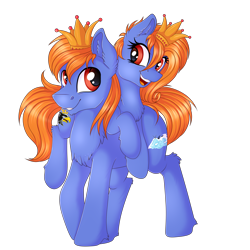 Size: 5000x5000 | Tagged: safe, artist:julunis14, imported from derpibooru, oc, oc only, oc:prince baltic, oc:princess pomerania, earth pony, pony, derpibooru community collaboration, 2022 community collab, brother and sister, chest fluff, crown, ear fluff, female, jewelry, male, poland, regalia, royalty, siblings, simple background, size difference, transparent background, tribrony, twins