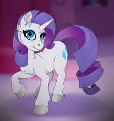 Size: 1932x2048 | Tagged: safe, artist:kobayashimaruu, imported from derpibooru, rarity, pony, unicorn, blue eyes, fluffy, looking at you, raised hoof, simple background, solo, sparkles