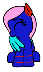 Size: 394x656 | Tagged: safe, artist:neuro, oc, oc only, pegasus, pony, eyes closed, eyestrain warning, female, grooming, mare, pegasus oc, preening, simple background, sitting, solo, transparent background, wings