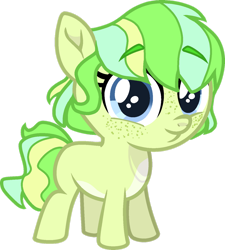 Size: 1280x1424 | Tagged: safe, artist:rickysocks, imported from derpibooru, oc, oc:pistachio pandemonium, earth pony, hybrid, pony, 5-year-old, base used, interspecies offspring, offspring, parent:discord, parent:fluttershy, parents:discoshy, simple background, solo, transparent background