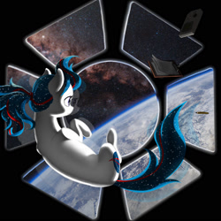 Size: 1600x1600 | Tagged: artist needed, safe, imported from derpibooru, oc, oc:nasapone, earth pony, pony, clipboard, cloud, cupola (iss), earth, earth pony oc, gameboy advance, international space station, milky way galaxy, ocean, pencil, planet, stars