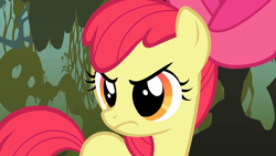 Size: 1920x1080 | Tagged: safe, imported from derpibooru, screencap, apple bloom, earth pony, pony, bridle gossip, season 1, 1080p, adorabloom, angry, apple bloom's bow, bow, cute, cute when angry, frown, hair bow, looking at something, madorable, solo, this will end in pain