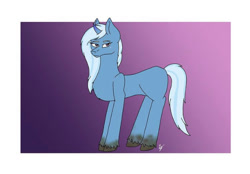 Size: 640x445 | Tagged: safe, artist:lisagray14, imported from derpibooru, trixie, pony, unicorn, alternate universe, curved horn, dirty, horn, looking at you, solo