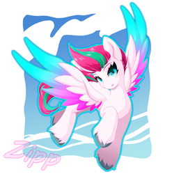 Size: 2050x2050 | Tagged: safe, artist:ragurimo, imported from derpibooru, zipp storm, pegasus, pony, colored wings, female, flying, g5, high res, mare, my little pony: a new generation, solo, wings