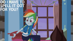 Size: 1280x720 | Tagged: safe, edit, edited screencap, editor:quoterific, imported from derpibooru, screencap, rainbow dash, equestria girls, equestria girls series, holidays unwrapped, spoiler:eqg series (season 2), blizzard or bust, clothes, cutie mark on clothes, female, geode of super speed, hoodie, jewelry, lip bite, magical geodes, necklace, solo