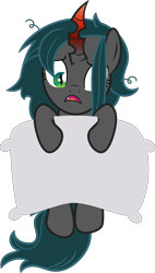 Size: 3043x5340 | Tagged: safe, artist:shootingstarsentry, imported from derpibooru, oc, oc:nightshade (digimonlover101), changepony, hybrid, absurd resolution, female, interspecies offspring, offspring, parent:king sombra, parent:queen chrysalis, parents:chrysombra, pillow, simple background, solo, transparent background, vector