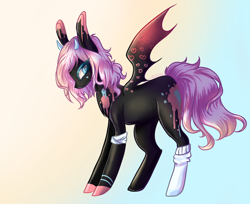 Size: 2388x1952 | Tagged: safe, artist:kyannepopys, imported from derpibooru, oc, oc only, bat pony, pony, bat pony oc, bat wings, clothes, female, mare, socks, solo, wings