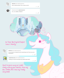 Size: 700x852 | Tagged: safe, artist:wolfyfree, imported from derpibooru, oc, oc only, oc:aurora borealis, alicorn, pony, alicorn oc, bust, castle, female, horn, mare, peytral, thought bubble, wings