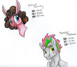 Size: 1851x1613 | Tagged: safe, artist:ask-y, imported from derpibooru, oc, oc only, pony, bust, duo, female, freckles, grin, male, mare, smiling, stallion, traditional art