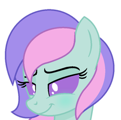 Size: 654x648 | Tagged: artist needed, safe, imported from derpibooru, oc, oc only, oc:blissy, pony, disguise, disguised changeling, simple background, smiling, smirk, solo, transparent background