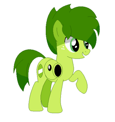 Size: 442x469 | Tagged: safe, artist:sunmint234, imported from derpibooru, oc, oc only, earth pony, pony, crossover, cutie mark, hair, peashooter, plants vs zombies, plants vs zombies 2: it's about time, ponified, simple background, solo, tail, white background