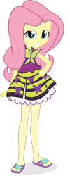 Size: 530x1320 | Tagged: source needed, safe, artist:hoodie-stalker, edit, imported from derpibooru, fluttershy, equestria girls, rainbow rocks, clothes, dress, editor needed, feet, female, hand on hip, sandals, simple background, solo, toes, transparent background, vector