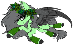 Size: 3142x1945 | Tagged: safe, artist:beamybutt, imported from derpibooru, oc, oc only, pegasus, pony, ear fluff, eyelashes, female, floral head wreath, flower, mare, pegasus oc, simple background, solo, transparent background