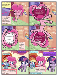 Size: 612x802 | Tagged: safe, artist:newbiespud, imported from derpibooru, pinkie pie, rainbow dash, twilight sparkle, alicorn, earth pony, pegasus, pony, comic:friendship is dragons, my little pony: pony life, the best of the worst, bipedal, bipedal leaning, comic, dialogue, eyelashes, female, g4.5, horn, leaning, mare, open mouth, smiling, sugarcube corner, trio, trio female, twilight sparkle (alicorn), unamused, unshorn fetlocks, wings