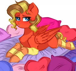 Size: 2323x2160 | Tagged: safe, artist:vetta, imported from derpibooru, oc, oc only, pegasus, pony, clothes, high res, pillow, socks, solo