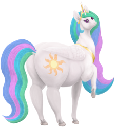 Size: 1200x1340 | Tagged: safe, artist:soobel, imported from derpibooru, princess celestia, alicorn, pony, butt, buttlestia, celestibutt, chubby, chubbylestia, fat, female, looking at you, looking back, looking back at you, mare, plot, queen celestia, raised hoof, simple background, smiling, solo, sunbutt, the ass was fat, thick, transparent background, underhoof, wat