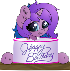 Size: 1919x1954 | Tagged: safe, artist:beigedraws, imported from derpibooru, oc, oc:stellar trace, pony, unicorn, cake, eating, food, happy birthday, simple background, transparent background