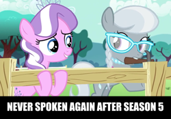 Size: 1366x950 | Tagged: safe, edit, imported from derpibooru, screencap, diamond tiara, silver spoon, earth pony, pony, crusaders of the lost mark, season 5, female, impact font, text