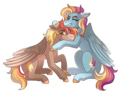 Size: 3400x2600 | Tagged: safe, artist:kikirdcz, imported from derpibooru, oc, oc only, pegasus, pony, duo, high res, hug, simple background, transparent background