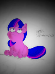 Size: 1024x1366 | Tagged: safe, artist:gafelpoez, imported from derpibooru, twilight sparkle, pony, unicorn, chubby, sitting, solo