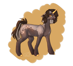 Size: 3636x3259 | Tagged: safe, artist:pokaparida, imported from derpibooru, oc, oc only, oc:aurora, pony, unicorn, :p, abstract background, appaloosa, coat markings, colored hooves, female, gold hooves, gold horn, high res, hooves, mare, simple background, solo, tongue out, transparent background, two toned mane