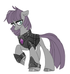 Size: 282x297 | Tagged: safe, artist:hoorncorn, imported from derpibooru, maud pie, earth pony, pony, armor, female, raised hoof, simple background, solo, white background