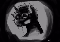 Size: 3508x2480 | Tagged: safe, artist:hrabiadeblacksky, imported from derpibooru, oc, oc only, oc:hrabia de black sky, alicorn, pony, black, blood, carbonite, dark, high res, looking at you, male, sad, shadow, solo, stallion