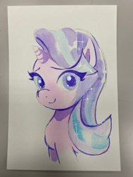 Size: 1536x2048 | Tagged: safe, artist:majoy_tokyo, imported from derpibooru, starlight glimmer, pony, unicorn, female, irl, looking at you, mare, photo, solo, traditional art, watercolor painting