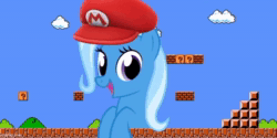 Size: 1920x960 | Tagged: safe, imported from derpibooru, trixie, animated, cap, do the mario, hat, mario's hat, meme, solo, sound, sound only, super mario bros., super mario bros. super show, uberduck.ai, webm