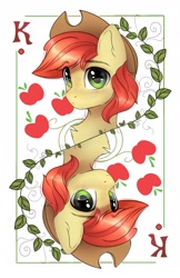 Size: 1500x2315 | Tagged: safe, artist:reterica, oc, oc only, earth pony, pony, apple, card, food, hat, male, stallion