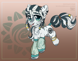 Size: 800x635 | Tagged: safe, artist:reterica, zebra, open mouth, raised hoof, simple background, smiling