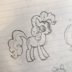 Size: 1818x1818 | Tagged: safe, artist:huodx, pinkie pie, earth pony, pony, lined paper, sketch, smiling, traditional art