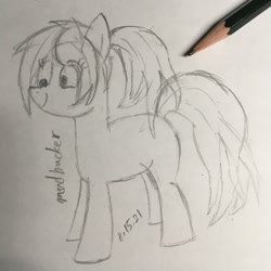 Size: 1048x1048 | Tagged: safe, artist:huodx, oc, oc only, earth pony, pony, monochrome, pencil, simple background, smiling, traditional art